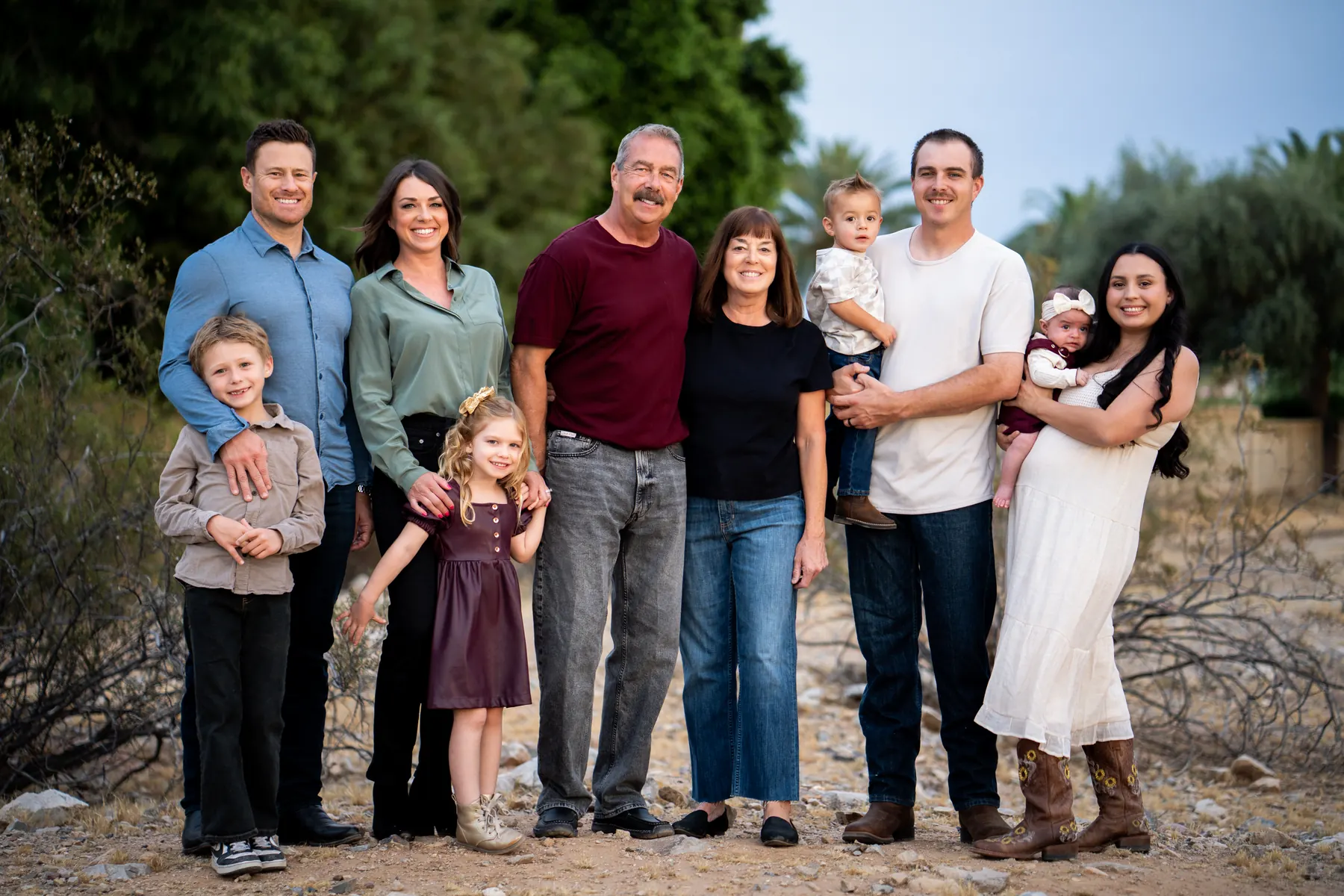 The Boyd's Blinds family photographed together outdoors in Arizona