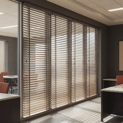 Horizontal blinds installed in a professional office suite